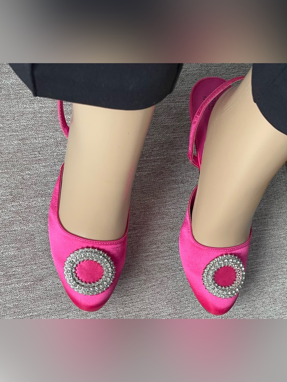 Pink Sandals Time and Tru Hot Pink Jeweled Slingback Flats